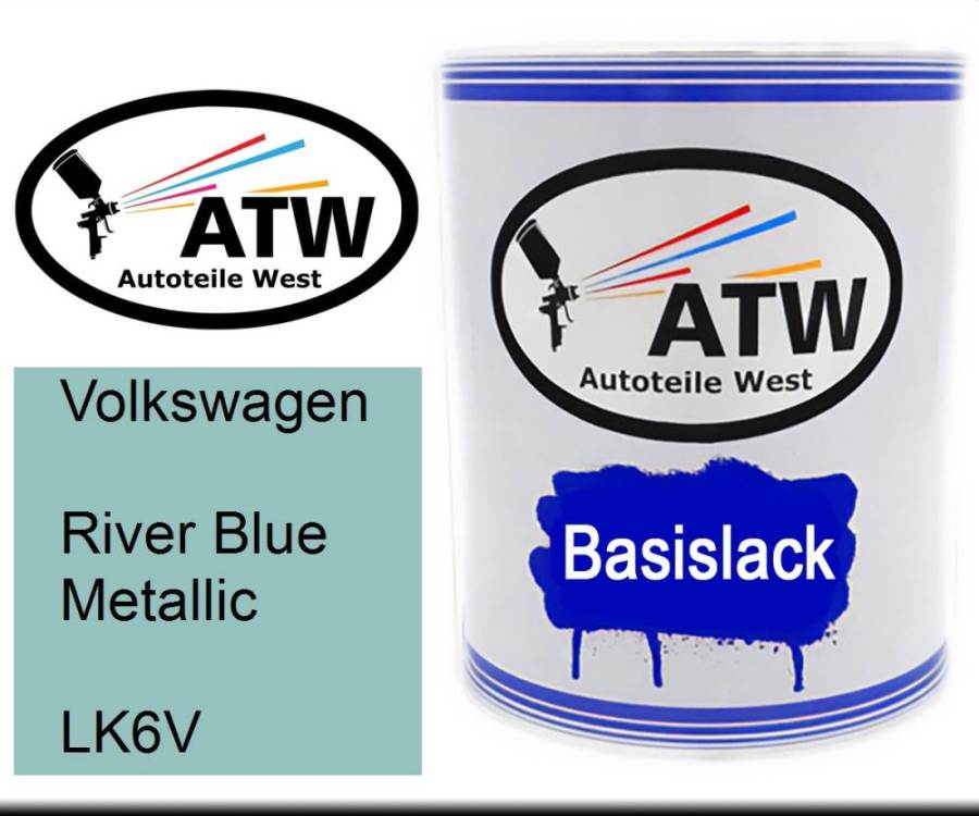 Volkswagen, River Blue Metallic, LK6V: 1L Lackdose, von ATW Autoteile West.